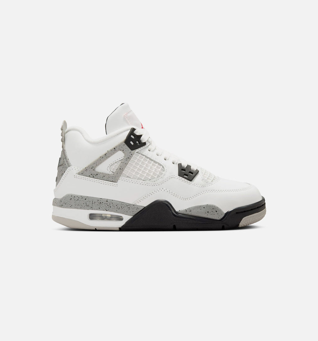 Air Jordan 4 Retro White Cement | Grade School Lifestyle Shoe | White/Fire Red/Light Graphite/Black