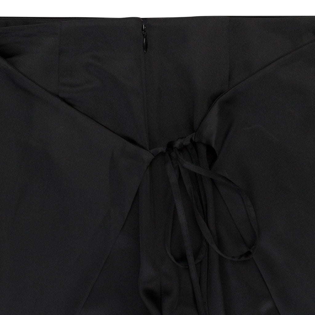 WRAP TIE BLACK STRAIGHT PANTS