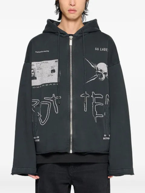 44 LABEL GROUP Commission raw-cut zip hoodie