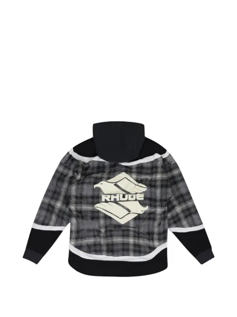 RHUDE check-pattern hybrid hoodie
