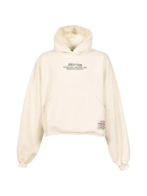 RRR123 Archive American logo-print cropped hoodie