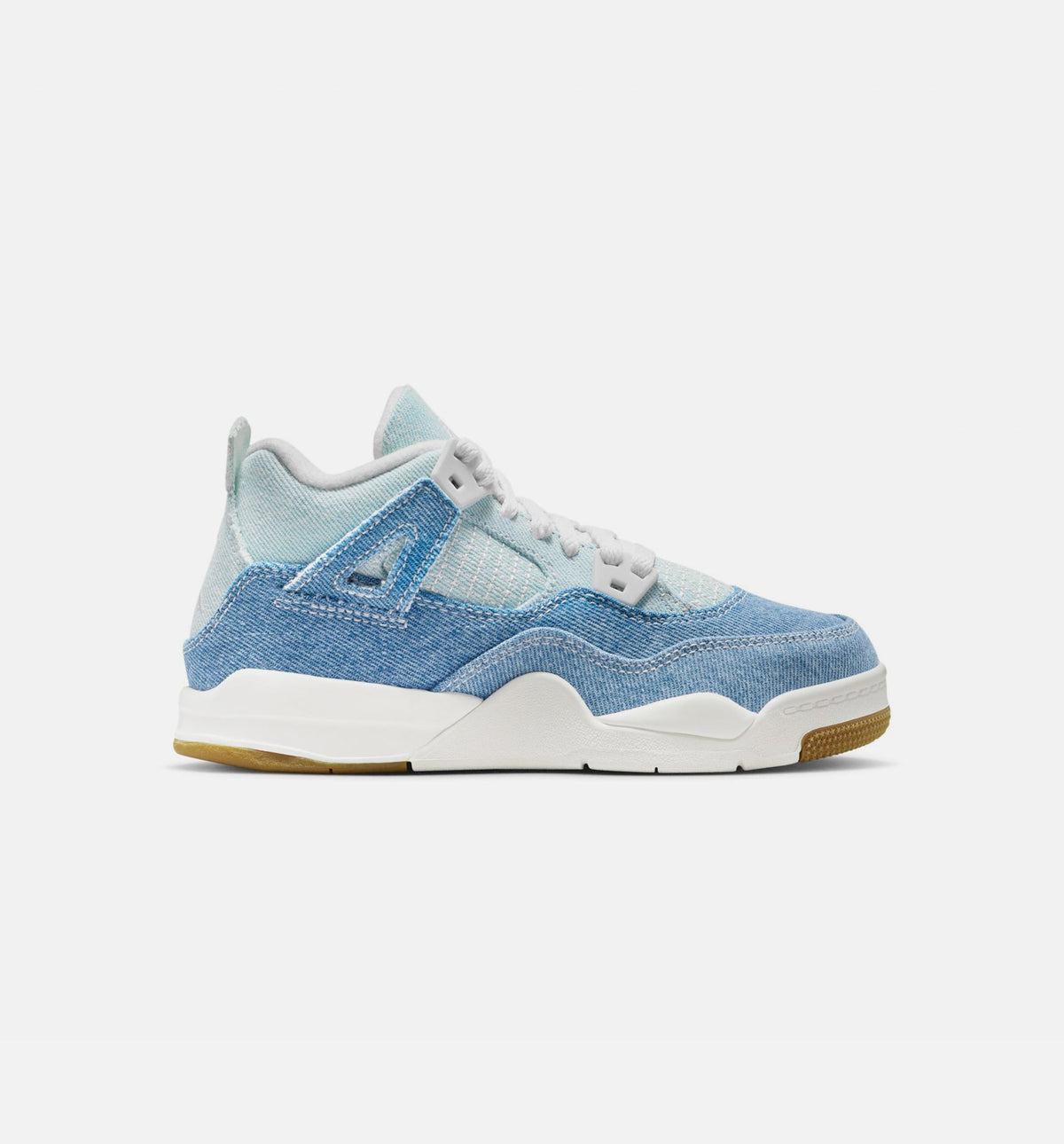 Air Jordan 4 Retro Worn Blue Preschool Lifestyle Shoe – Sail/Worn Blue/Metallic Gold