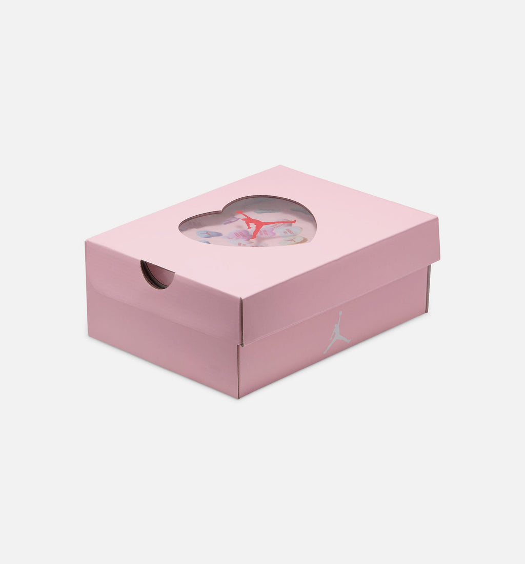 Air Jordan 4 Retro Medium Soft Pink Preschool Lifestyle Shoes - White/Medium Soft Pink/Half Blue