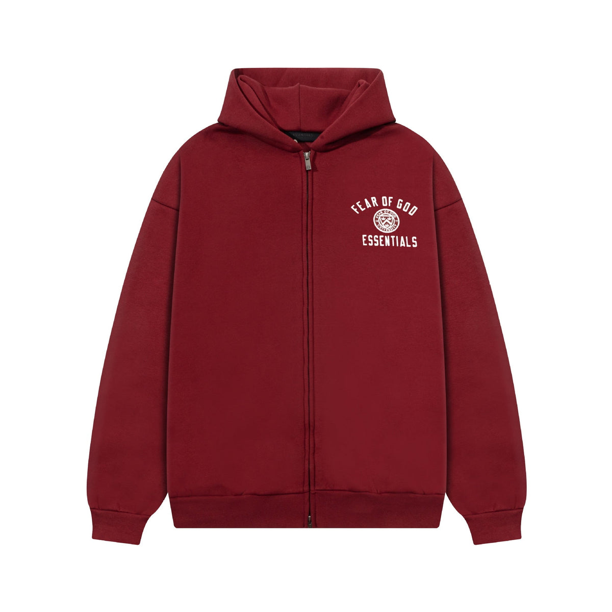 Fear Of God Essentials Emblem Letter Zip Up Hoodie Unisex