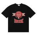 Rhude Sausalito Laurel Crest Varsity Logo Black Oversized T‑Shirt