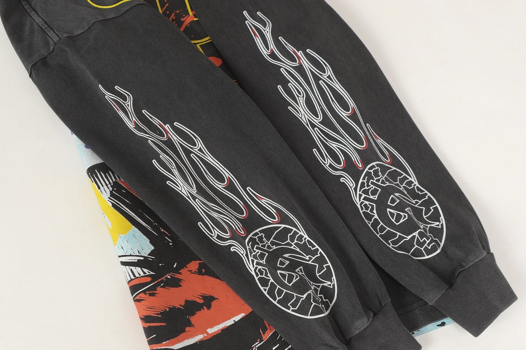 Godspeed Washed Black Rock Graphic Long-Sleeve T-Shirt