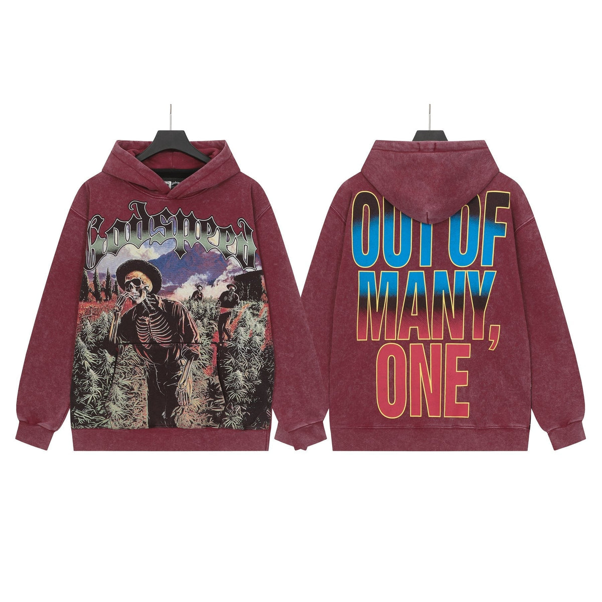 Godspeed Out of Many One Graphic Acid Wash Hoodie