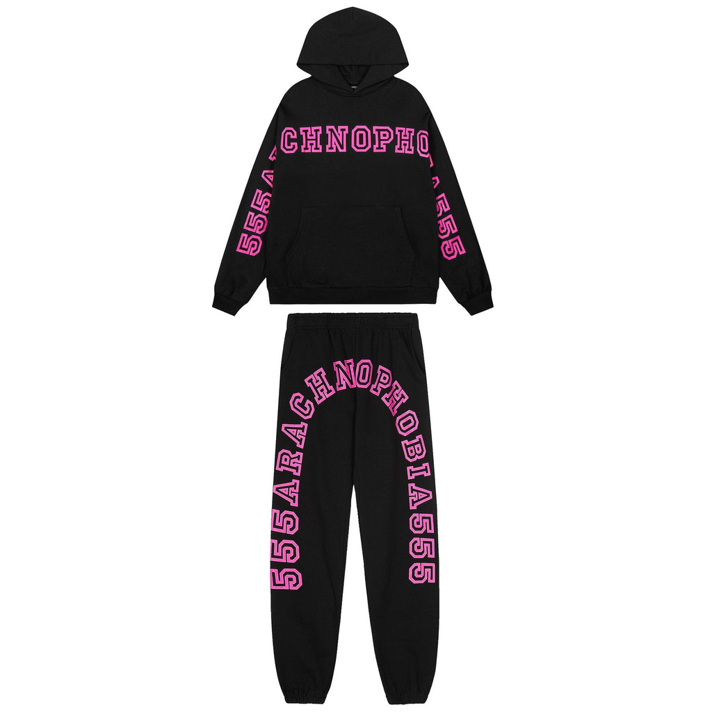 Sp5der Pink Lettering Hoodie & Jogger Matching Set