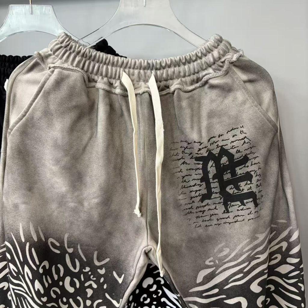 MIXED EMOTION Abstract Face Print Wide-Leg Pants