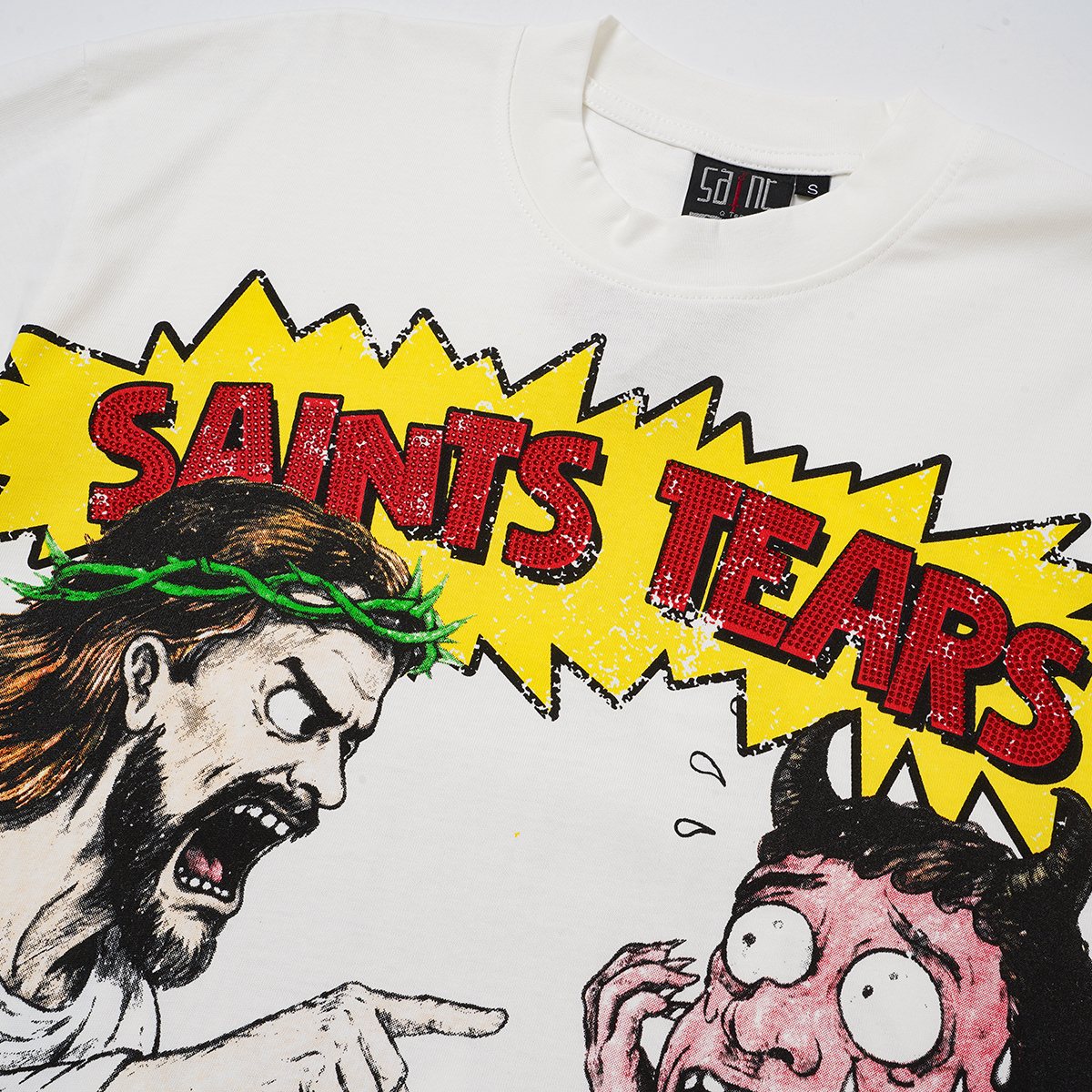 SAINT P53 Rhinestone Graphic T-Shirt