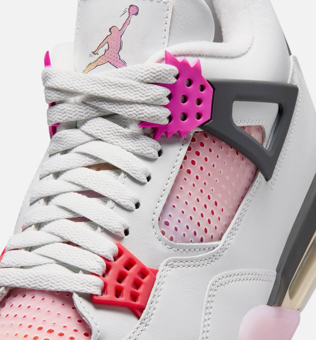 Air Jordan 4 Retro Comic Men's Lifestyle Shoes - Off White / Fire Pink / Anthracite