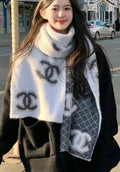 Chanel White and Black Patterned Scarf