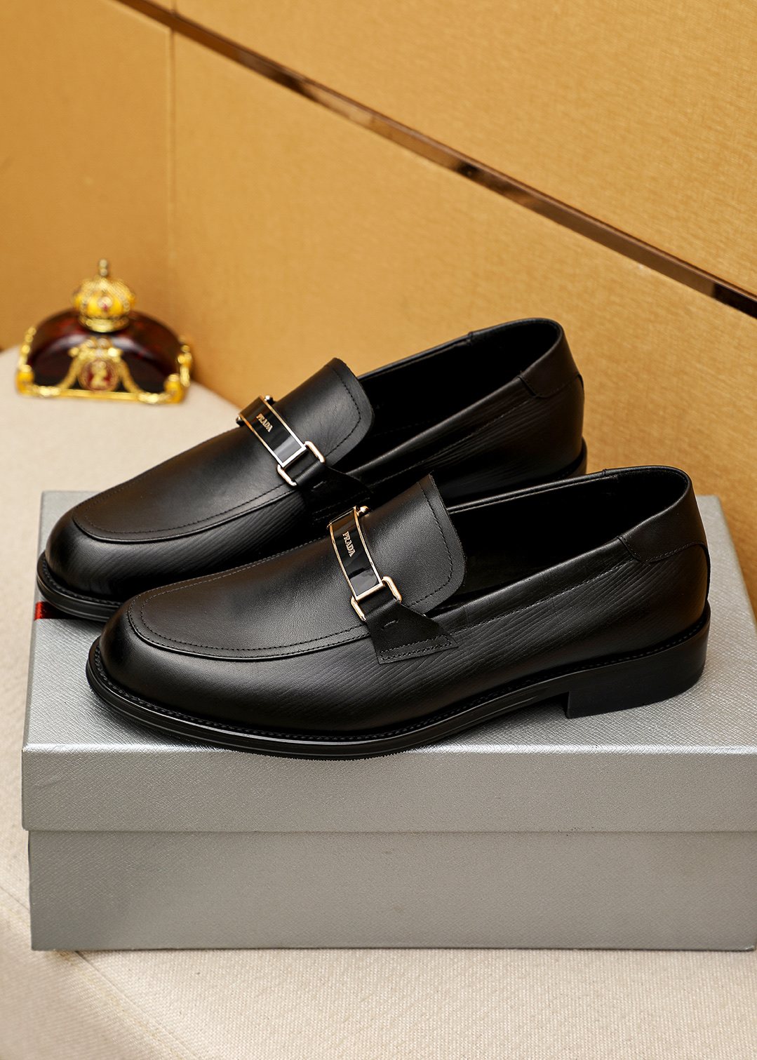 Prada Men's Black Buckle Loafers