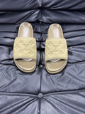 Louis Vuitton Embossed Slide Sandals - Pale Olive Green