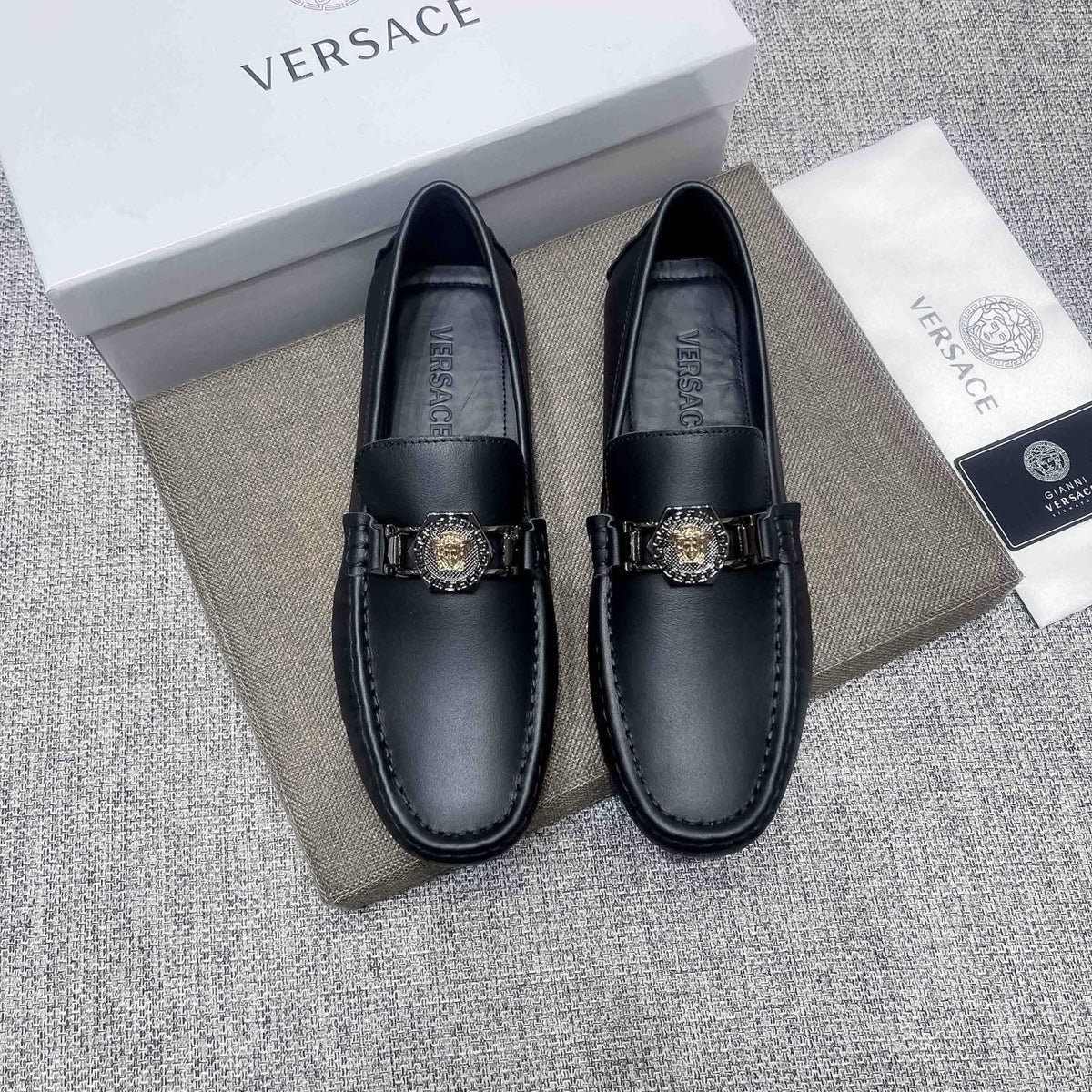 Versace Black Medallion Loafers
