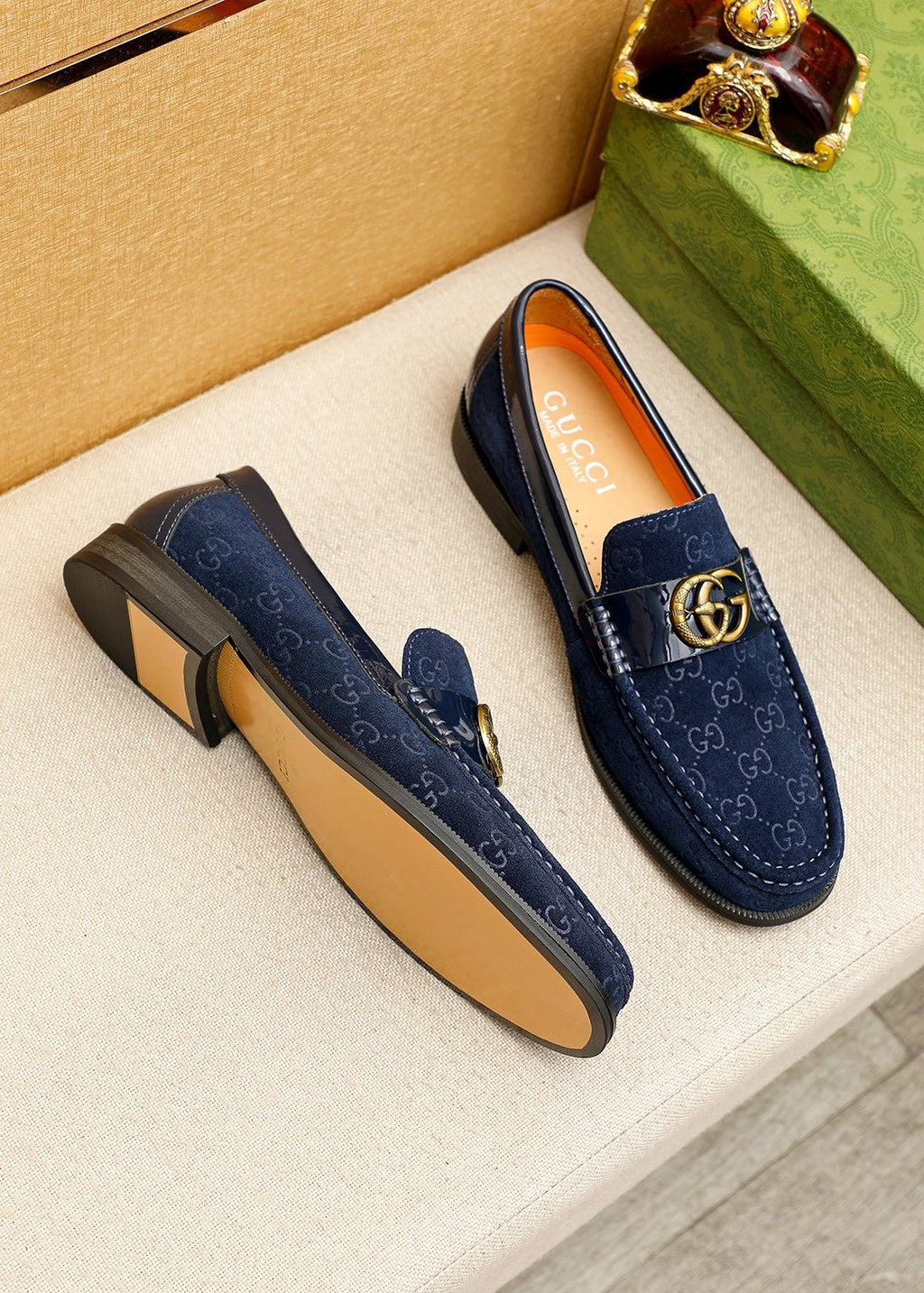 Gucci Patterned Hardware Loafers