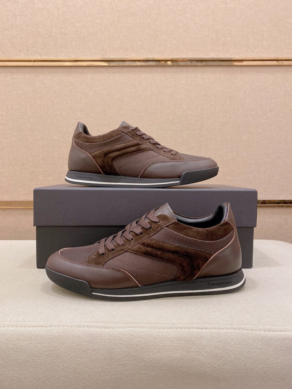 Zegna Men's Leather and Suede Low-Top Sneakers