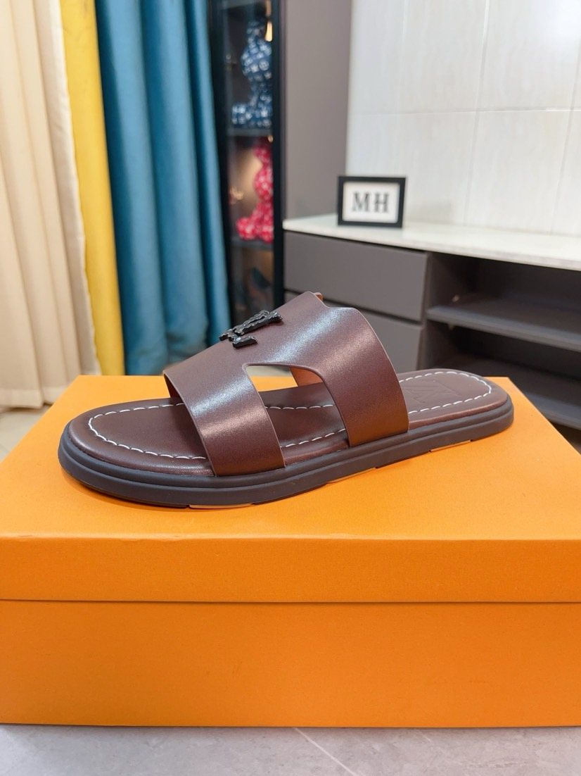Louis Vuitton Men's Interlaced Strap Slide Sandals