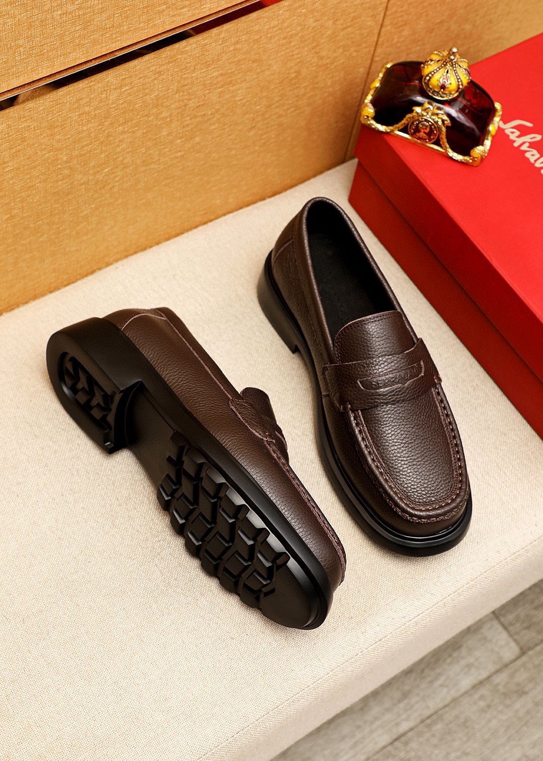 Ferragamo Textured Slip-On Loafers